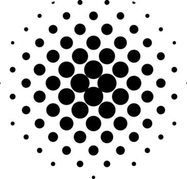 trama de semitonos círculos tamaño, círculos gradaciones punto estallido, Arte modelo vector