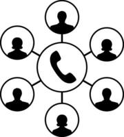 Icon advanced call center, operator callers clients, handset customers callcenter vector