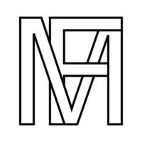 logo firmar mf fm icono doble letras logotipo metro F vector