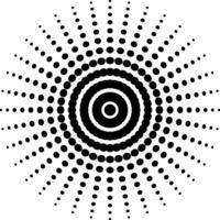 Halftone sun rays pop art compositions, points reduced circle glow vector