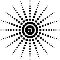 Halftone sun rays pop art, compositions, points reduced circle glow vector