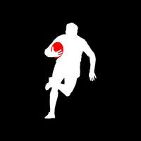 High details of rugby player silhouette. Minimal symbol and logo of sport. Isolated on background. Fit for element design, background, banner, backdrop, cover. Vector Eps 10