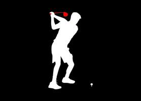 High details of golf player silhouette. Minimal symbol and logo of sport. Fit for element design, background, banner, backdrop, cover. Vector Eps 10