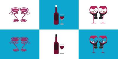 Set of red wine logo collection with creative style Premium Vector