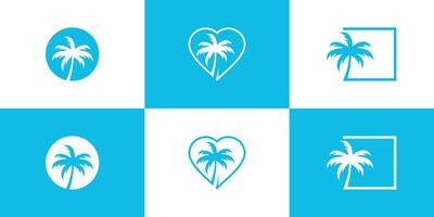 Set palm logo design with creative concept Premium Vector