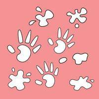 Arte huellas de manos color dibujos animados digital sello contorno vector