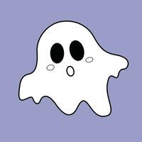 Cute Ghost Halloween Costume Cartoon Digital Stamp outline vector