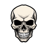 Cartoon Style Halloween Skull No Background Applicable to any Context Perfect for Print on Demand Merchandise AI Generative png