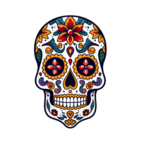 Cartoon Style Candy Skull Day of the Dead Candy Skull Halloween Candy Skull No Background Perfect for Print on demand Merchandise AI Generative png