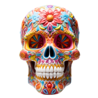 Realistic Style Day of the Dead Candy Skull No Background Transparent Background Perfect for print on demand AI Generative png