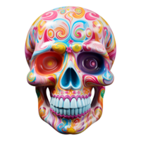Realistic Style Day of the Dead Candy Skull No Background Transparent Background Perfect for print on demand AI Generative png