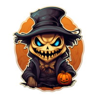 Cartoon Style Halloween Scarecrow Strawman Pumpkin Monster No Background Transparent Background Applicable to any Context Perfect for Print on Demand Merchandise AI Generative png