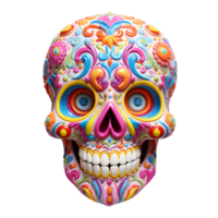Realistic Style Day of the Dead Candy Skull No Background Transparent Background Perfect for print on demand AI Generative png