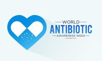 Vector illustration on the theme of world antibiotic awareness week observed every year in during november 18 to 24. World antimicrobial awareness week template for banner, poster with background.