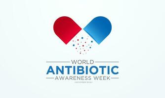 Vector illustration on the theme of world antibiotic awareness week observed every year in during november 18 to 24. World antimicrobial awareness week template for banner, poster with background.