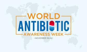 Vector illustration on the theme of world antibiotic awareness week observed every year in during november 18 to 24. World antimicrobial awareness week template for banner, poster with background.