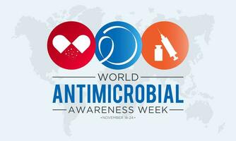 Vector illustration on the theme of world antibiotic awareness week observed every year in during november 18 to 24. World antimicrobial awareness week template for banner, poster with background.