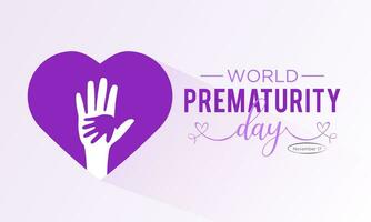 World prematurity day is observed every year in november 17th. Vector illustration on the theme of world prematurity day. Template for banner, greeting card, poster with background.