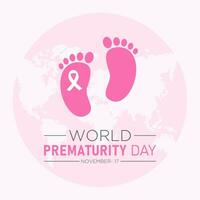 World prematurity day is observed every year in november 17th. Vector illustration on the theme of world prematurity day. Template for banner, greeting card, poster with background.