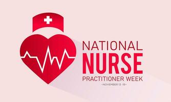 Vector illustration on the theme of national Nurse Practitioner Week observed every year in during november 13 to 19. Vector template for banner, greeting card, poster with background.