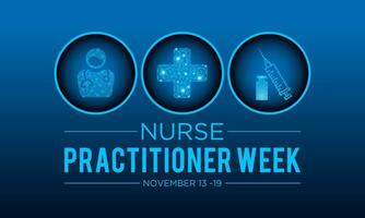 Vector illustration on the theme of national Nurse Practitioner Week observed every year in during november 13 to 19. Vector template for banner, greeting card, poster with background.