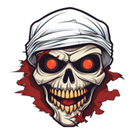 Cartoon Style Halloween Mummy Skeleton No Background Perfect for Print on Demand Merchandise AI Generative png