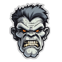 Cartoon Style Halloween Monster Face Zombie Face No Background Perfect for Print on Demand Merchandise AI Generative png