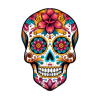 Cartoon Style Candy Skull Day of the Dead Candy Skull Halloween Candy Skull No Background Perfect for Print on demand Merchandise AI Generative png