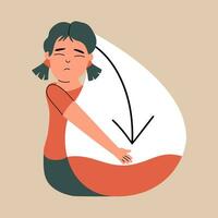 Girl suffering from hypoglycemia, low blood sugarVector illustration in hand drawn style. vector