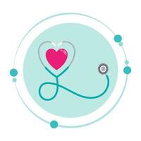 Heart stethoscope medical vector illustration graphic icon