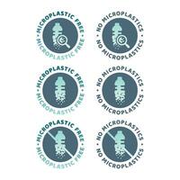 Microplastic free colorful vector label set. No microplastics emblem icon.