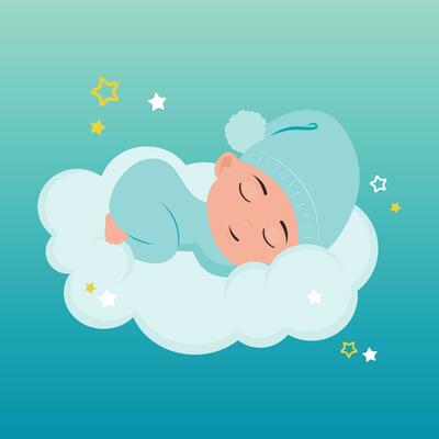 baby sleeping on bownsor (2020 原画) Watercolor Illustration Of A Sleeping Baby Stock
