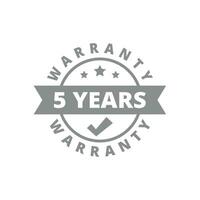 Five year warranty vector label. 5 years guarantee ribbon stamp.