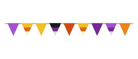 Halloween bunting pennants triangular flags. Halloween Garland design element. Isolated graphic template. Vector illustration.