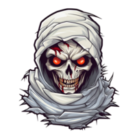 Cartoon Style Halloween Mummy Skeleton No Background Perfect for Print on Demand Merchandise AI Generative png