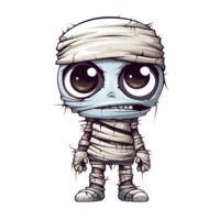 Cartoon Style Halloween Mummy Skeleton No Background Perfect for Print on Demand Merchandise AI Generative png