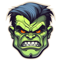 Cartoon Style Halloween Monster Face Zombie Face No Background Perfect for Print on Demand Merchandise AI Generative png