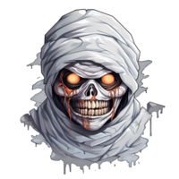 Cartoon Style Halloween Mummy Skeleton No Background Perfect for Print on Demand Merchandise AI Generative png