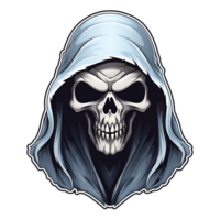 Halloween Grim Reaper Skeleton Monster Skull Cartoon Style No Background Perfect for Print on Demand Merchandise AI Generative png