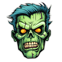 Cartoon Style Halloween Monster Face Zombie Face No Background Perfect for Print on Demand Merchandise AI Generative png