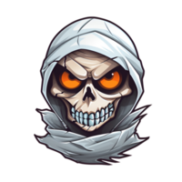 Cartoon Style Halloween Mummy Skeleton No Background Perfect for Print on Demand Merchandise AI Generative png
