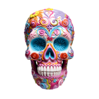 Realistic Style Day of the Dead Candy Skull No Background Transparent Background Perfect for print on demand AI Generative png