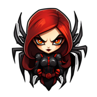 Cartoon Style Black Widow Halloween Black Widow No Background Print On Demand Merchandise AI Generative png