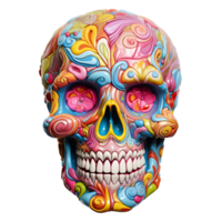 Realistic Style Day of the Dead Candy Skull No Background Transparent Background Perfect for print on demand AI Generative png