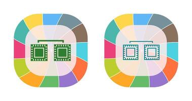 icono de vector conectado de procesadores únicos