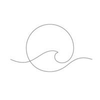 ocean wave pattern in round shape minimalism concept one line vector