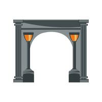 Arch with street flashlight. Entrance with street lamps. Vector illustration.