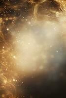 Abstract Christmas background with empty space. Smoke, bokeh lights. Copy space for your text. Merry Xmas, Happy New Year. Festive vertical backdrop. Generative AI. photo