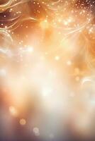 Abstract Christmas background with empty space. Smoke, bokeh lights. Copy space for your text. Merry Xmas, Happy New Year. Festive vertical backdrop. Generative AI. photo