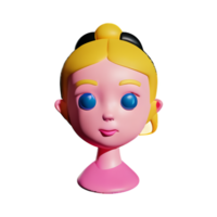 little girl face 3d rendering icon illustration png